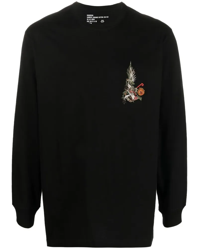 maharishi Langarmshirt mit grafischem Print - Schwarz Schwarz