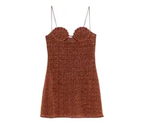 Lumière Minikleid aus Lurex mit Muschel-Patch - Braun