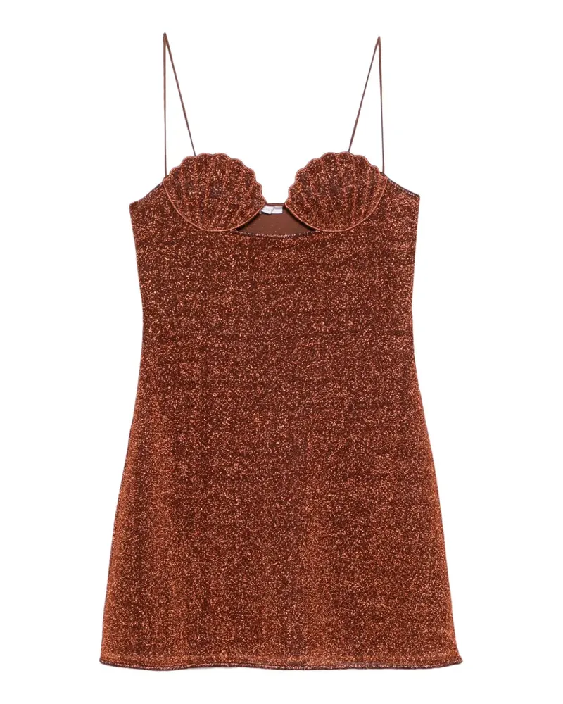 Oséree Lumière Shell metallic-effect mini dress - Braun Braun