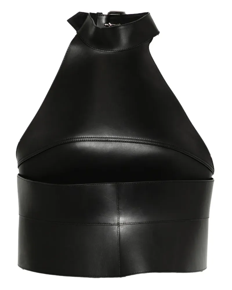 Monse Neckholder-Top aus Leder - Schwarz Schwarz