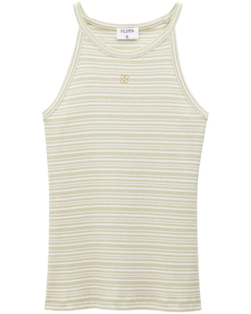 Filippa K Gestreiftes Bio-Baumwoll-Top mit Monogramm-Stickerei - Nude Nude