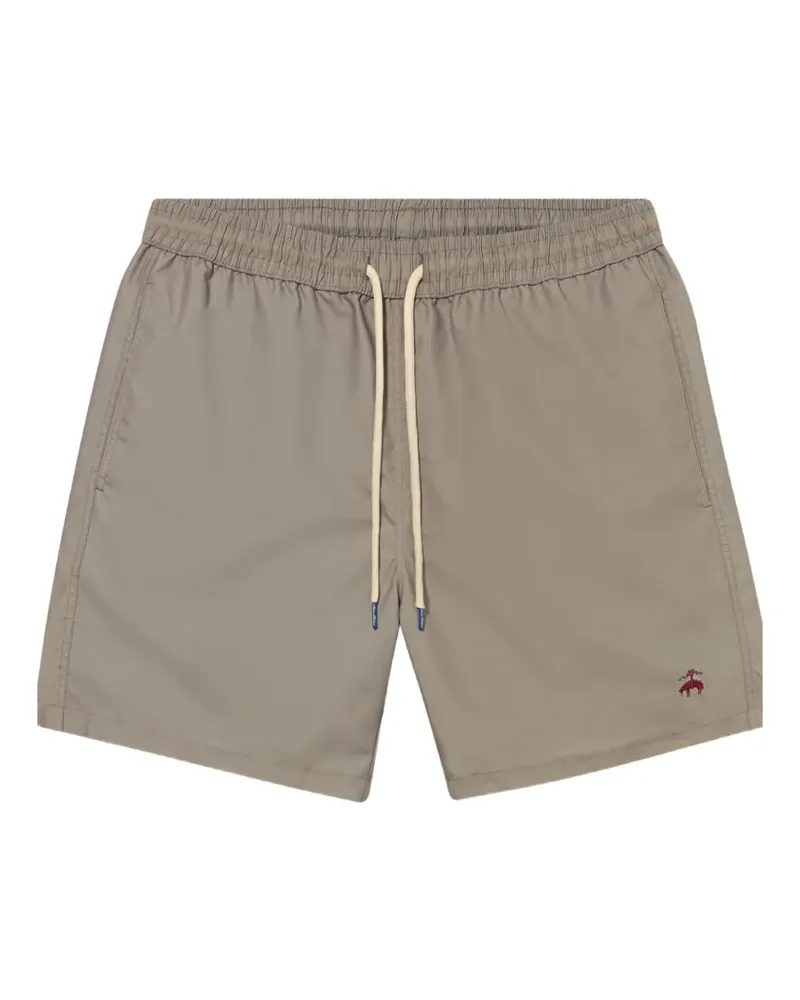 Brooks Brothers logo-embroidered drawstring swim shorts - Nude Nude