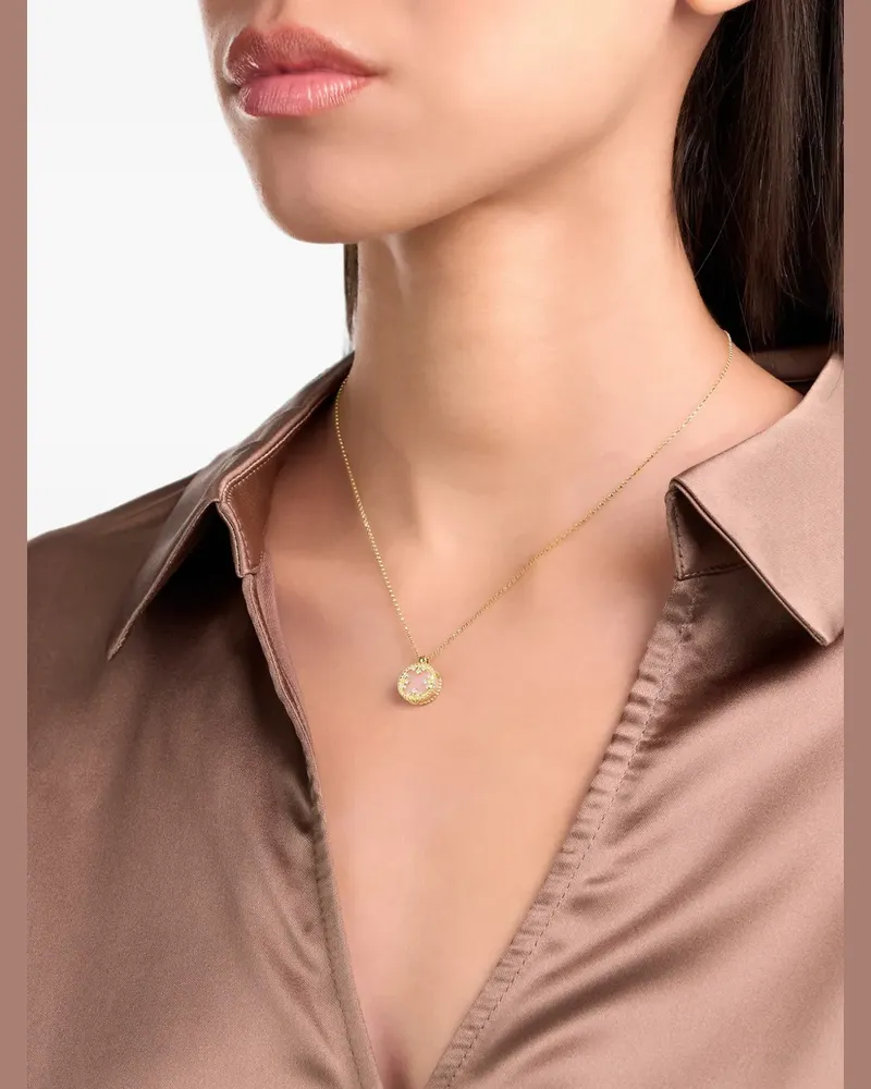 Roberto Coin Venetian Medallions diamond and pink opal necklace - Gold Gold