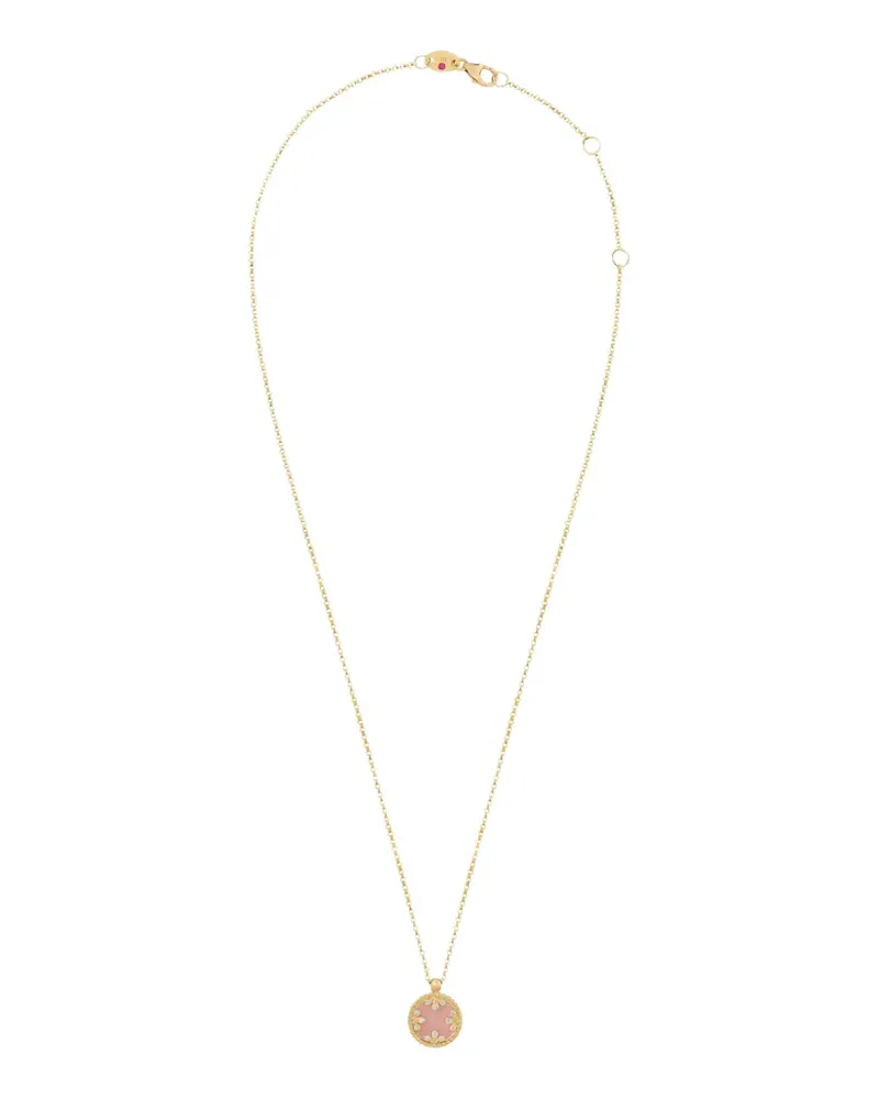 Roberto Coin Venetian Medallions Halskette mit Diamant und pinkem Opal - Gold Gold