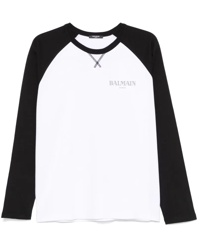Balmain Zweifarbiges T-Shirt - Weiß Weiß