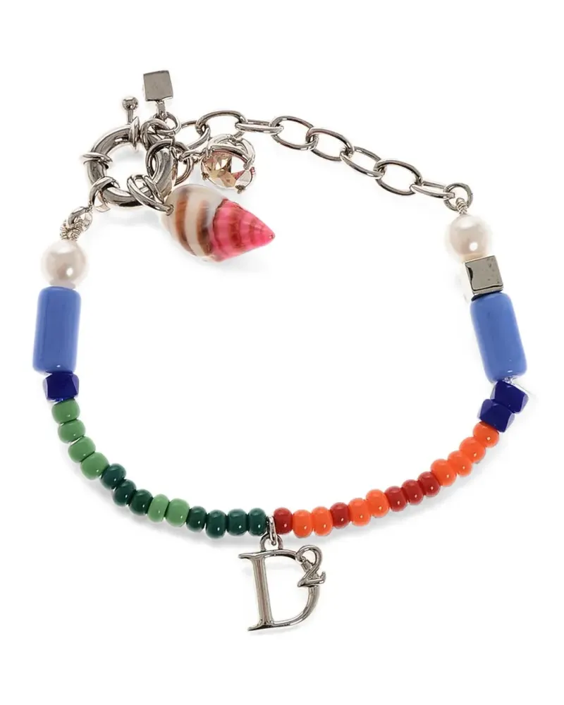Dsquared2 logo-charm beaded bracelet - Silber Silber