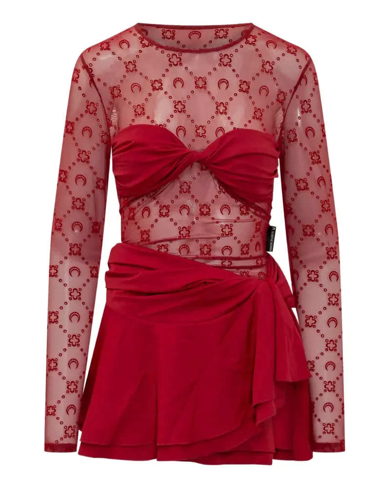 Marine Serre Moonogram draped dress - Rot Rot