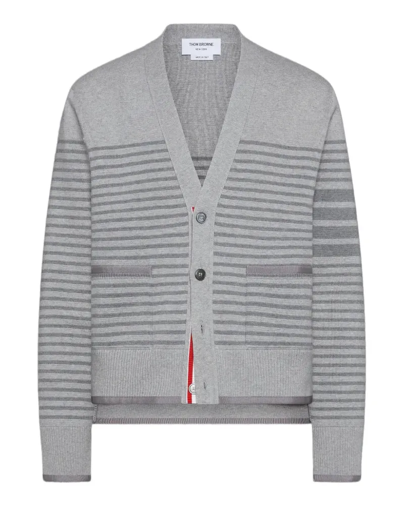 Thom Browne Gestreifter Milano Stitch Cardigan - Grau Grau
