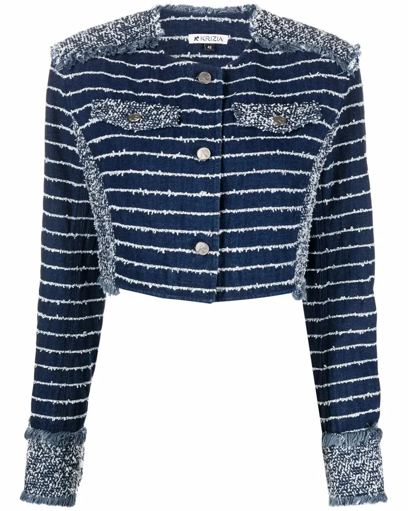 KRIZIA Geknöpfte Tweed-Jacke - Blau Blau