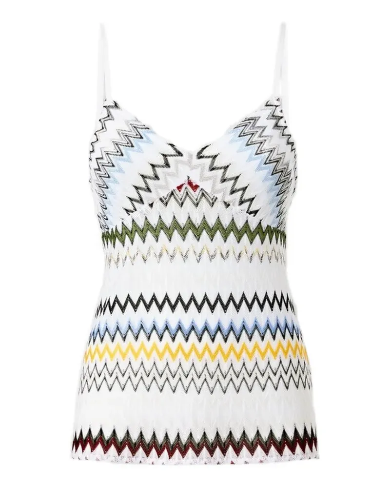 Missoni V-Ausschnitt-Tanktop mit Zickzackmuster - Weiß Weiß
