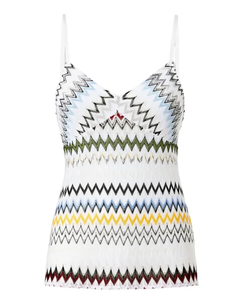 Missoni zigzag-pattern V-neck tank top - Weiß Weiß