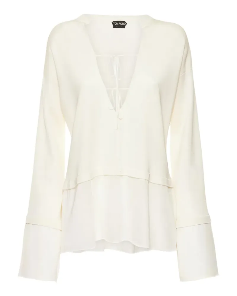 Tom Ford V-neck long-sleeves blouse - Nude Nude