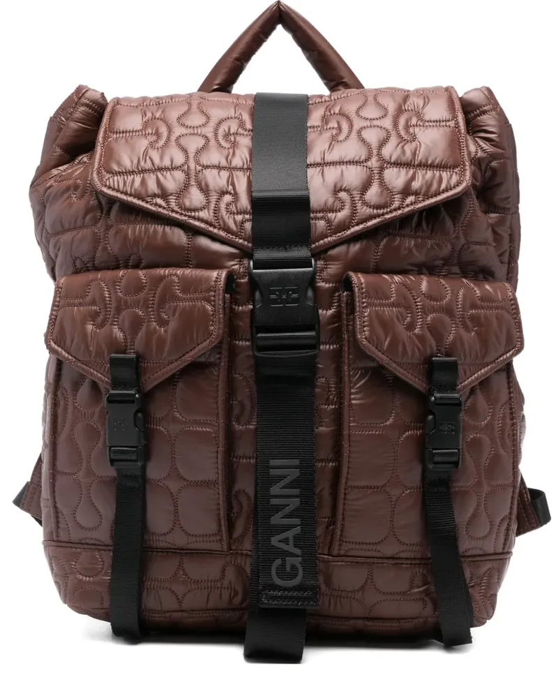 Ganni quilted backpack - Braun Braun