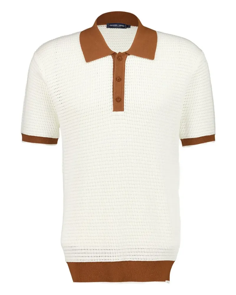 Frescobol Carioca Gehäkeltes Vidal Poloshirt mit V-Ausschnitt - Nude Nude