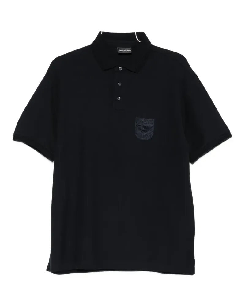 Emporio Armani logo-patch polo shirt - Blau Blau