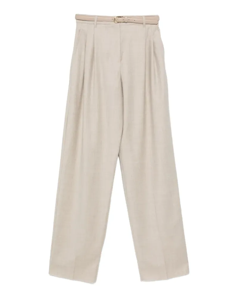 Max Mara Lago Bundfaltenhose mit Gürtel - Nude Nude