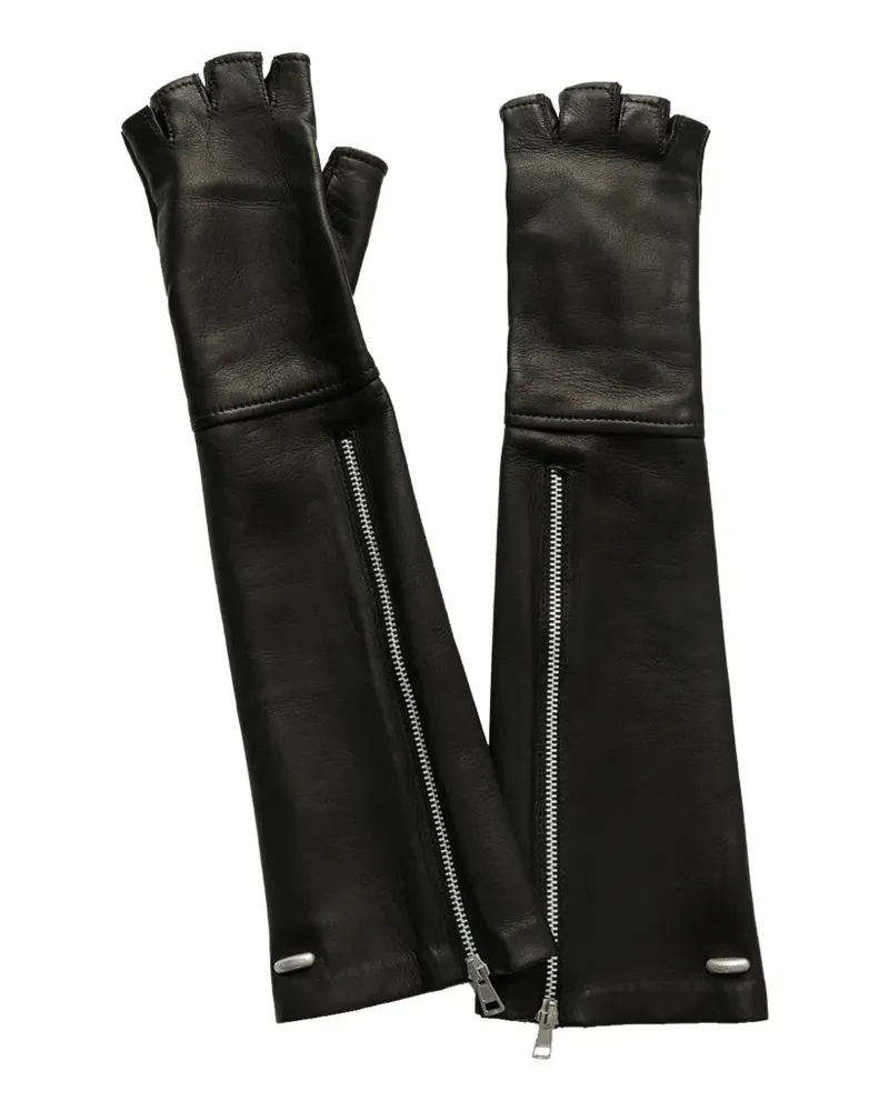 Our Legacy zip-fastening fingerless gloves - Schwarz Schwarz