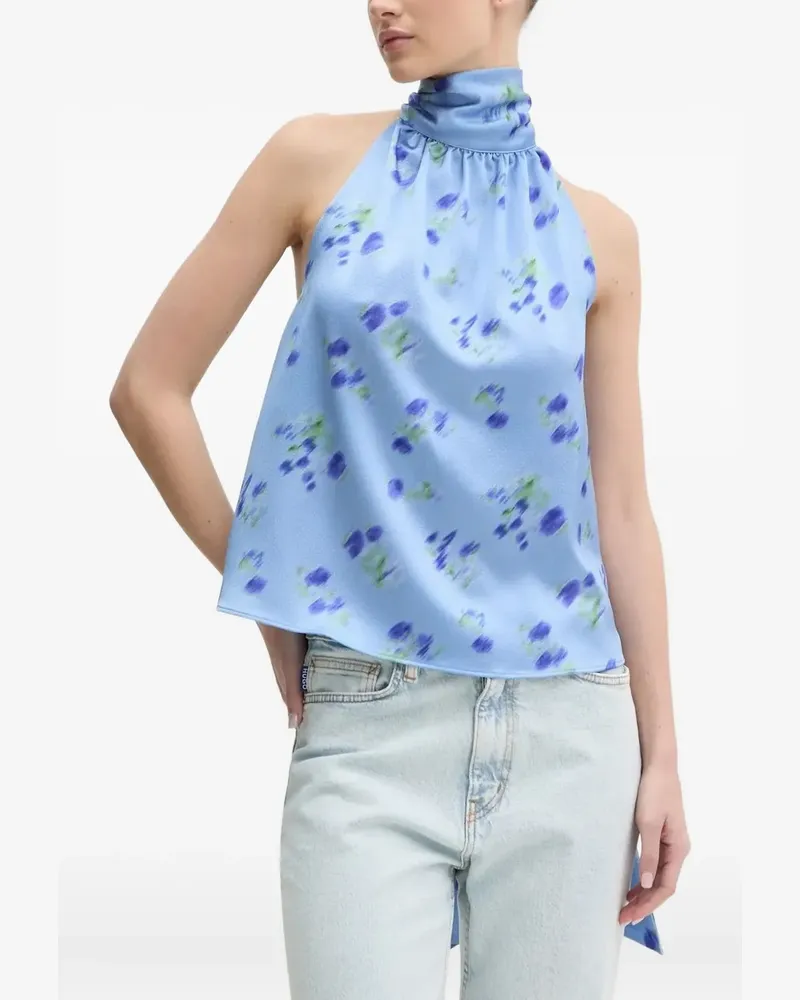 HUGO BOSS Neckholder-Top mit floralem Print - Blau Blau