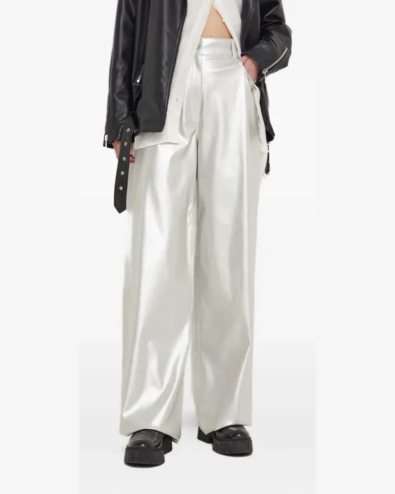 HUGO BOSS Hose in Metallic-Optik - Silber Silber