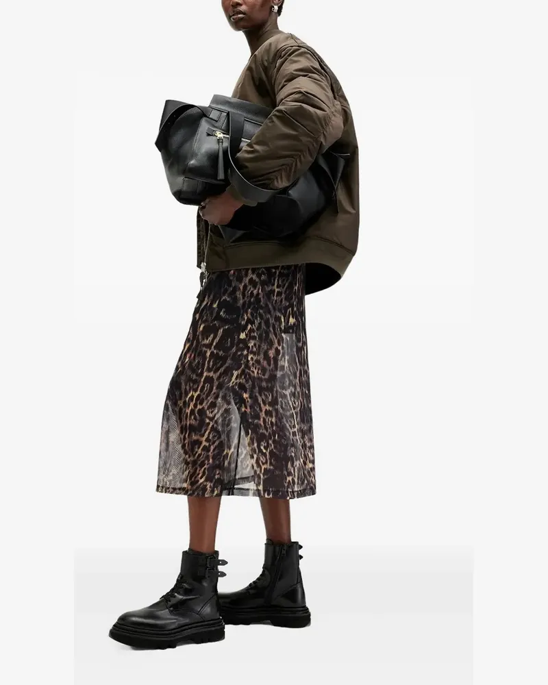 AllSaints Hanna Midikleid mit Leoparden-Print - Braun Braun