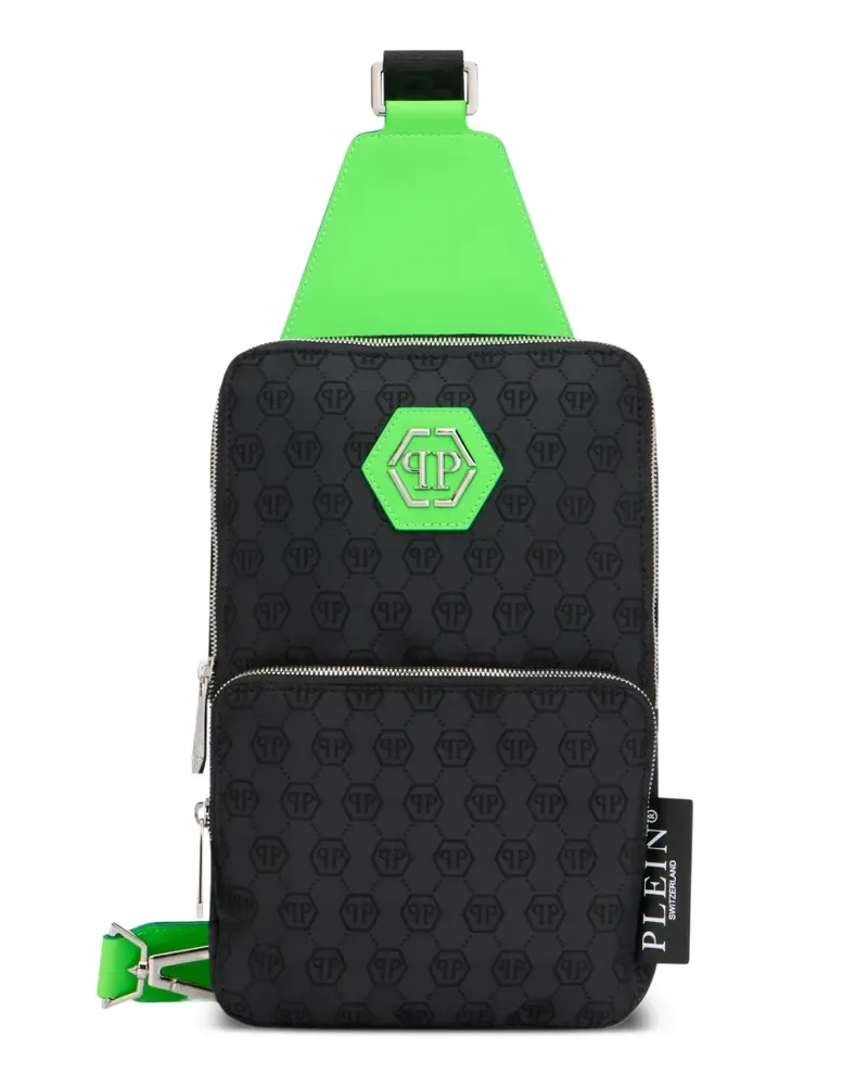 Philipp Plein jacquard monogram messenger bag - Schwarz Schwarz