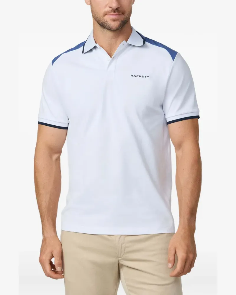 Hackett Poloshirt in Colour-Block-Optik - Weiß Weiß