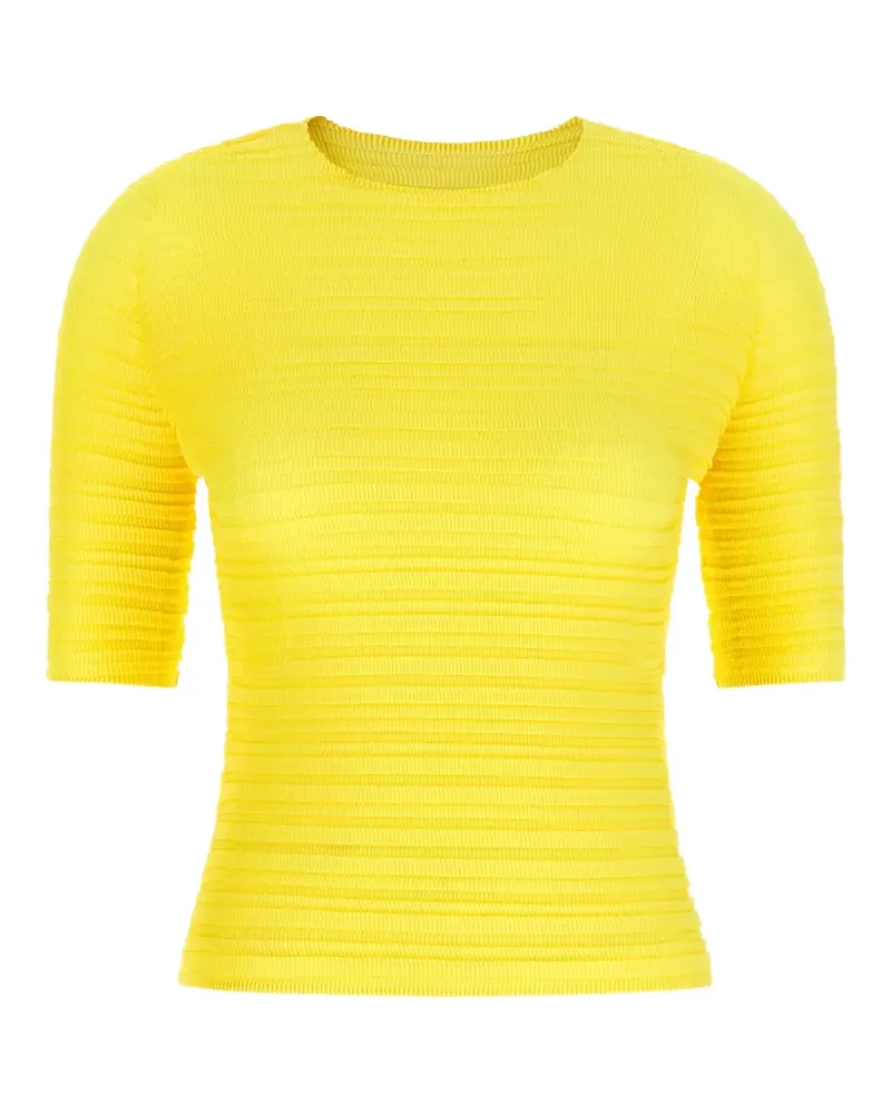Issey Miyake Gerippte Jiggly Pleats Bluse - Gelb Gelb