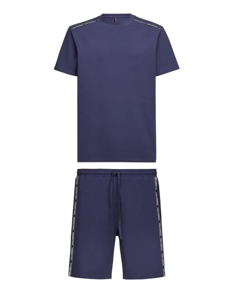 Karl Lagerfeld Pyjama mit Logo-Streifen - Blau Blau
