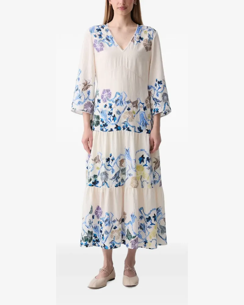 MUNTHE Gestuftes Maxikleid mit Blumenprint - Nude Nude