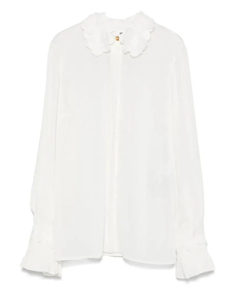 Elisabetta Franchi Georgette-Hemd mit Blumenstickerei - Weiß Weiß