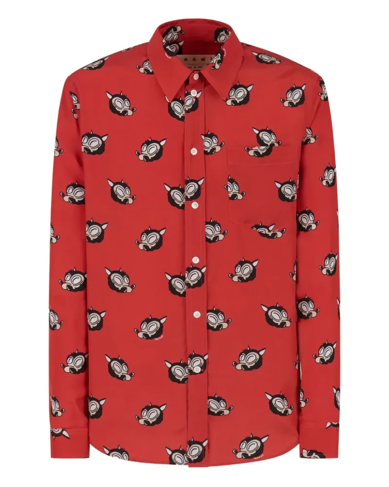 Marni Hemd mit Wolves-Print - Orange Orange