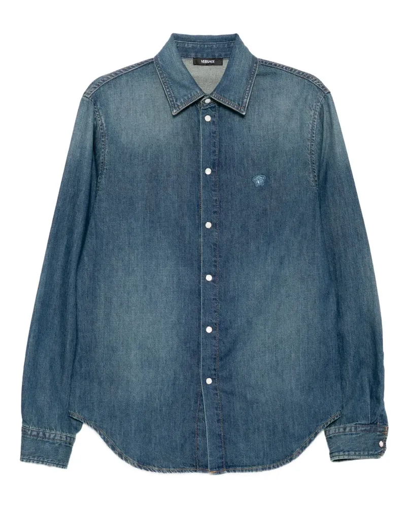 Versace Hemd mit Logo-Stickerei - Blau Blau