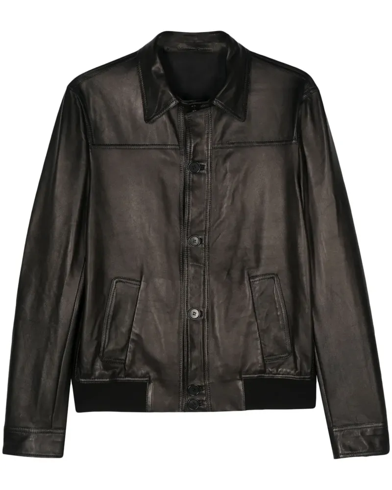 Salvatore Santoro Lederjacke mit Nahtdetail - Schwarz Schwarz