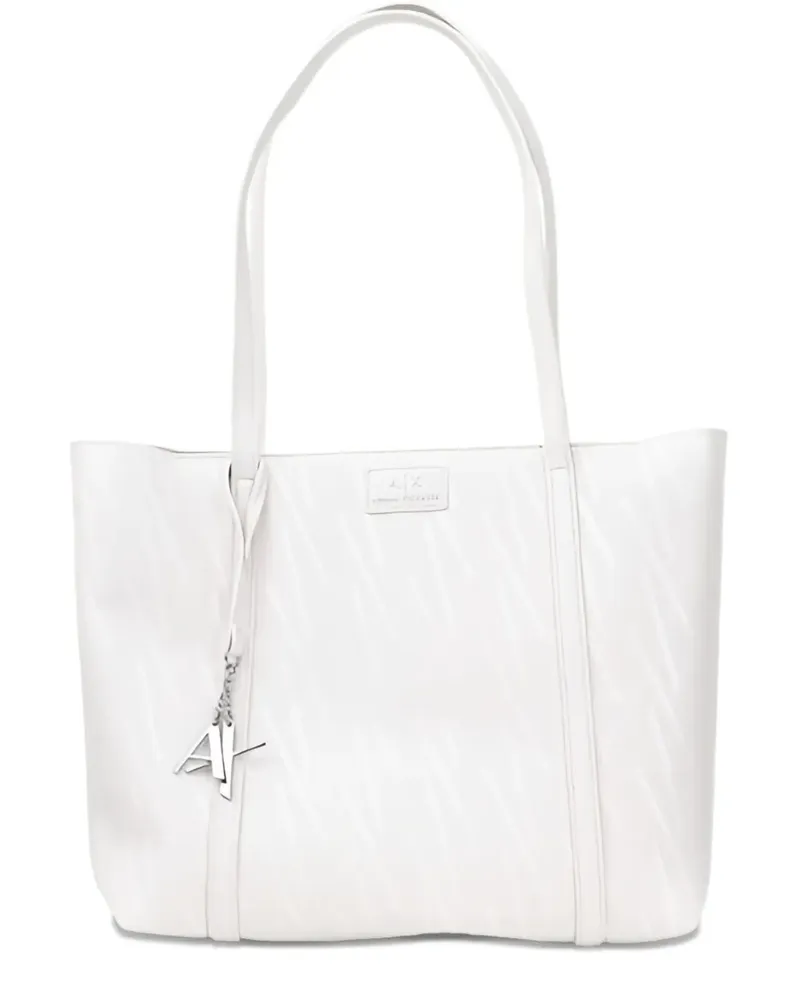Armani Exchange Monogramm-Shopper mit Logo-Schild - Weiß Weiß
