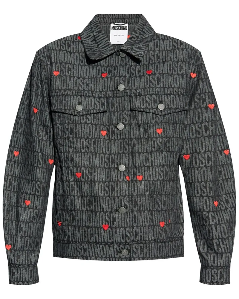 Moschino Jacke mit Jacquard-Logo - Schwarz Schwarz