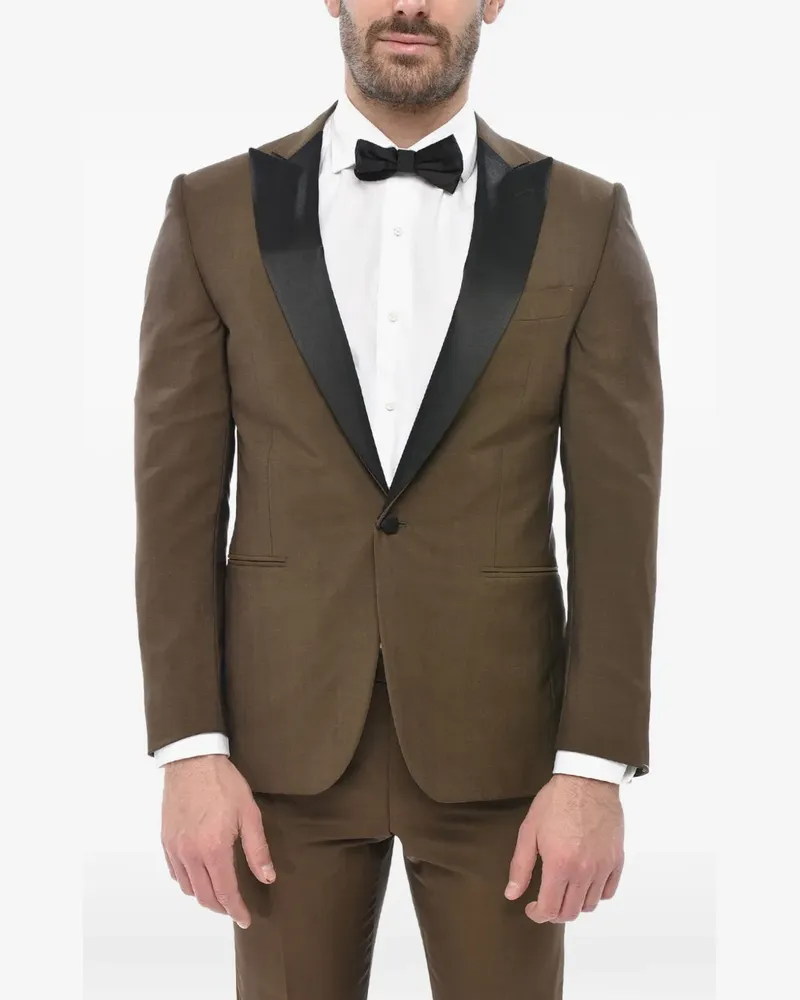 Corneliani satin-lapel mohair-blend suit - Braun Braun