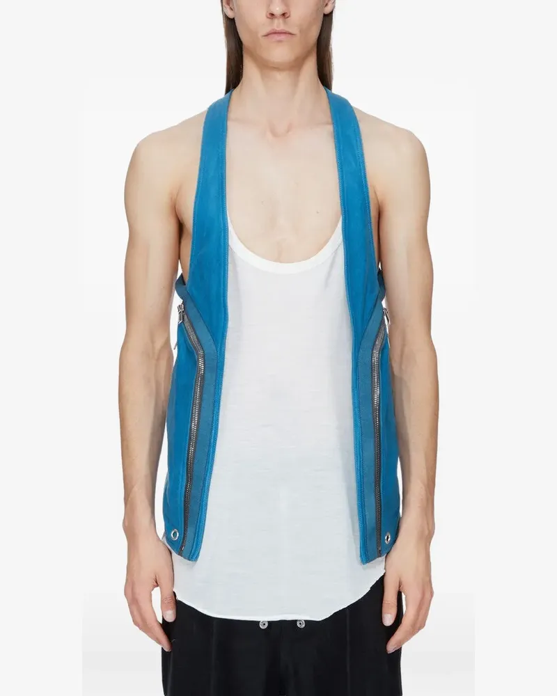 Rick Owens Temple Lederweste mit Reißverschlussdetail - Schwarz Schwarz