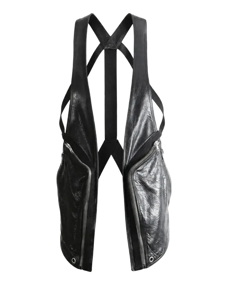 Rick Owens Temple zip-detail leather vest - Schwarz Schwarz