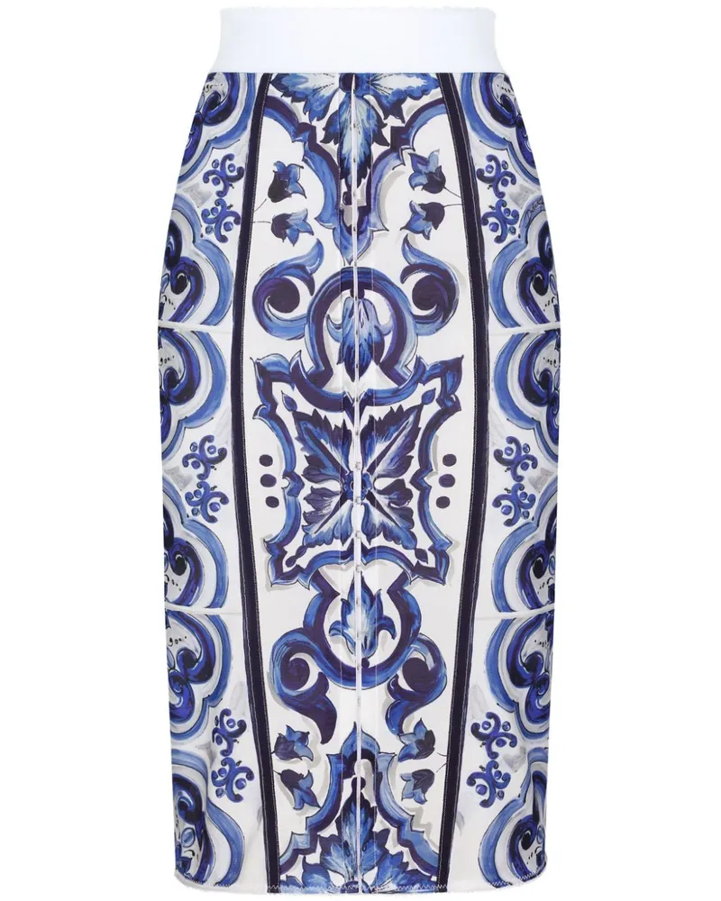 Dolce & Gabbana Midirock mit Majolica-Print - Blau Blau