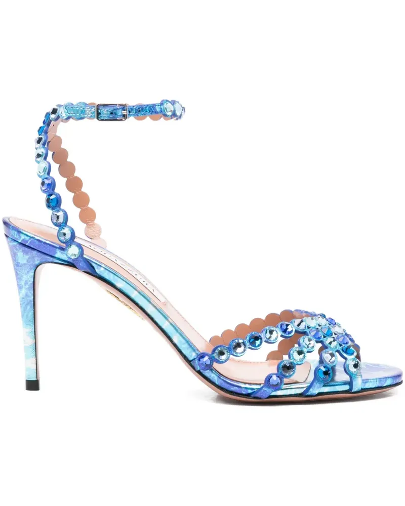 Aquazzura Tequila Stiletto-Sandalen mit Kristallen 85mm - Blau Blau