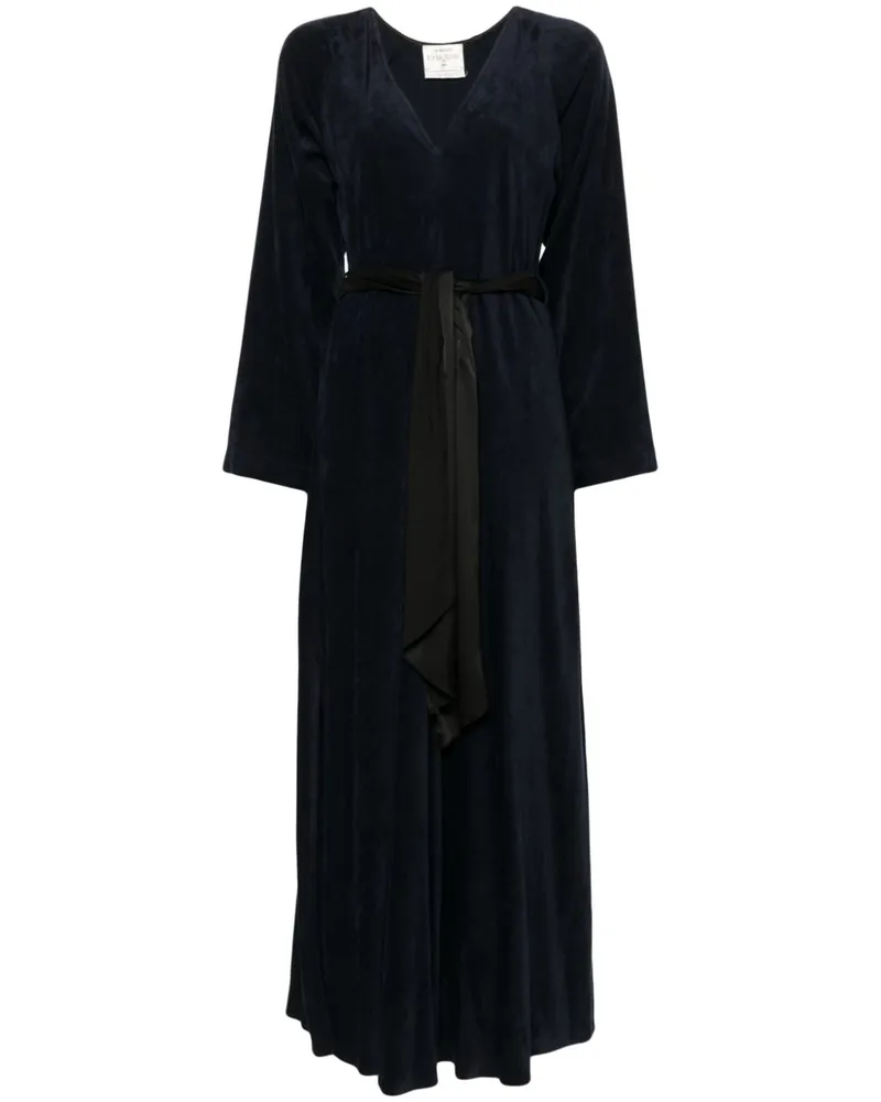 forte_forte Sash Maxikleid aus Samt - Blau Blau