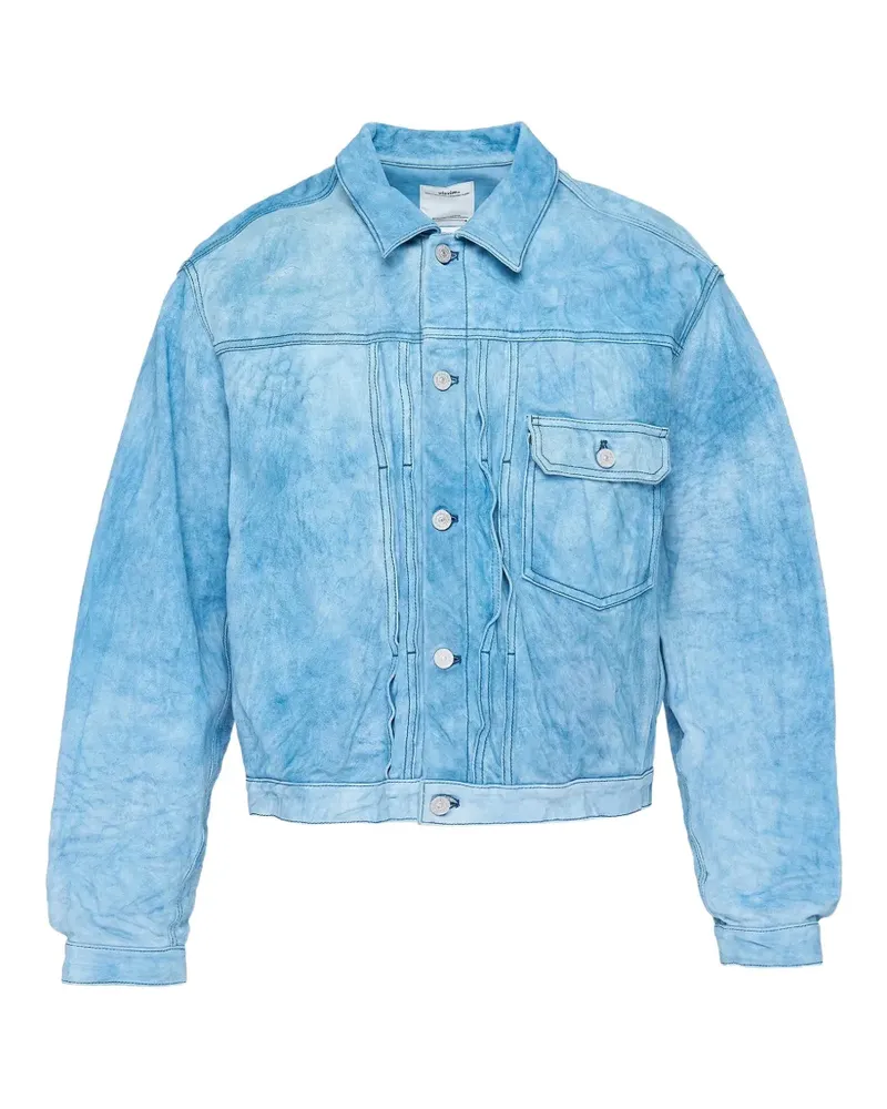 Visvim pleated leather jacket - Blau Blau