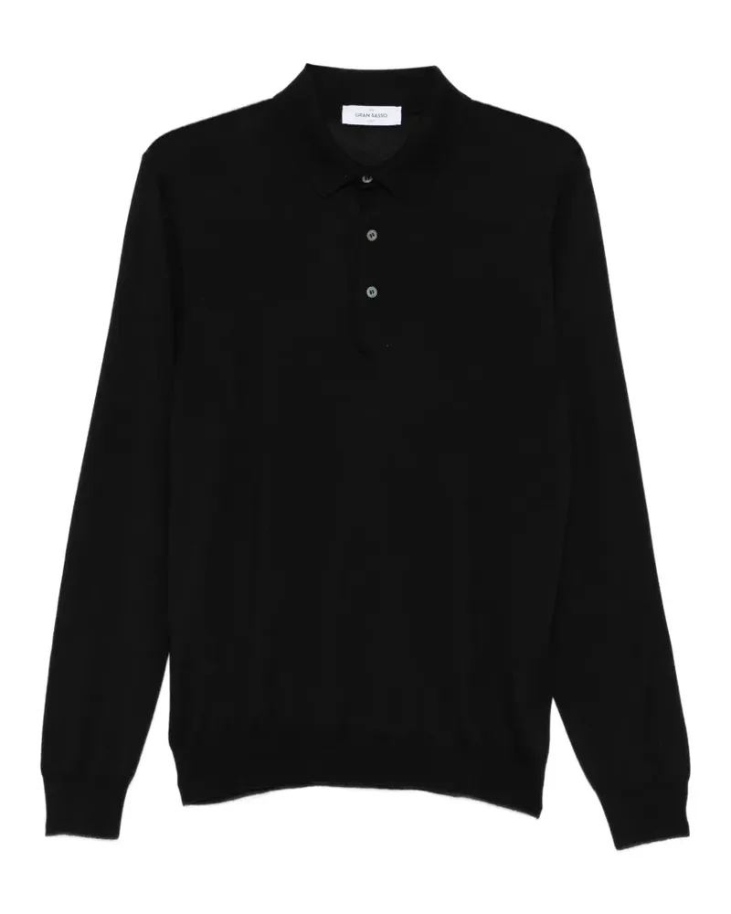 Gran Sasso Langärmeliges Poloshirt - Schwarz Schwarz