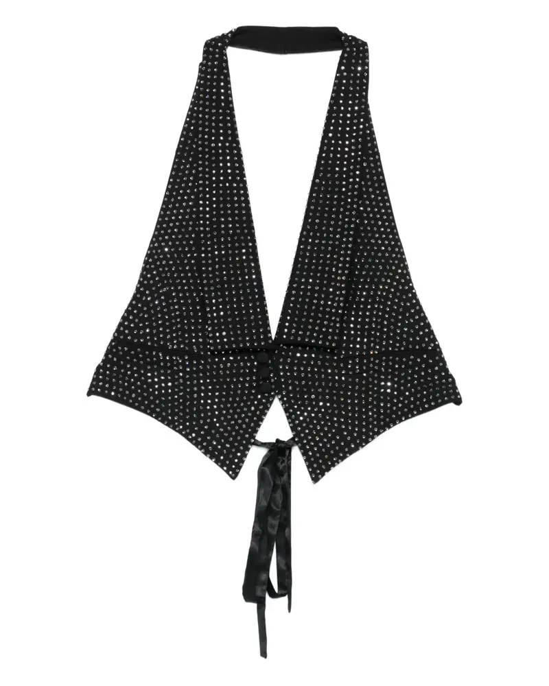 Pinko Oberteil mit Strass und offenem Rücken - Schwarz Schwarz