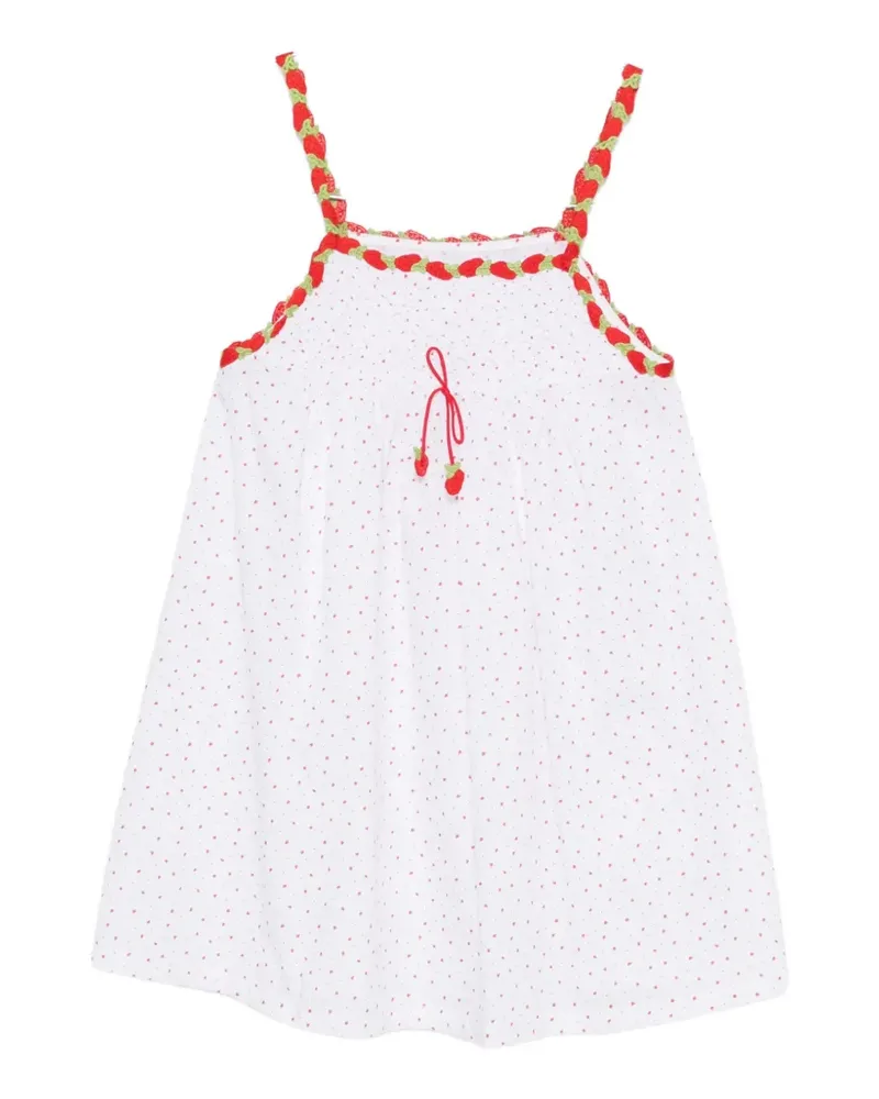 Frankies Bikinis Coppola polka dot strawberry-print mini dress - Weiß Weiß