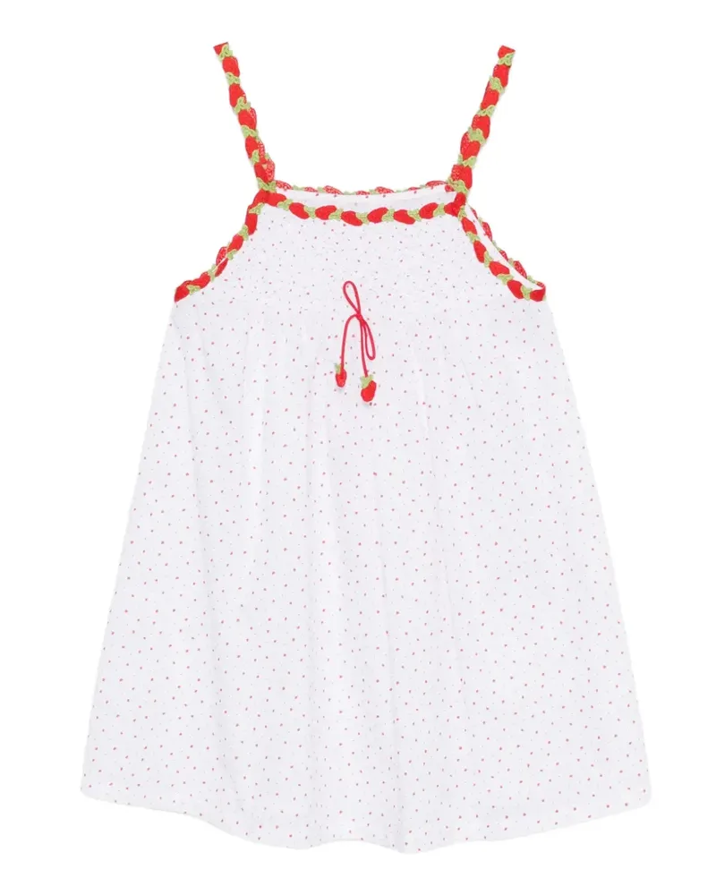 Frankies Bikinis Coppola polka dot strawberry-print mini dress - Weiß Weiß
