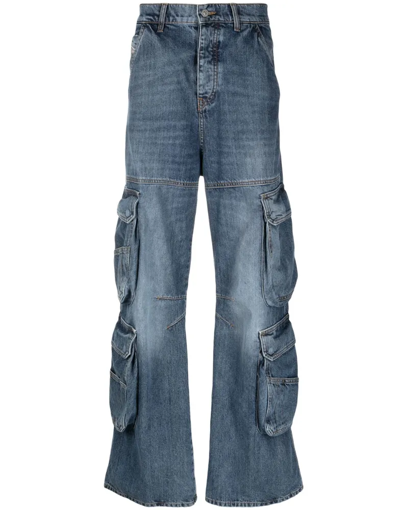 Diesel Halbhohe Jeans Blau