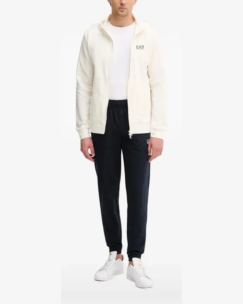 EA7 logo-print zip-up hoodie - Nude Nude