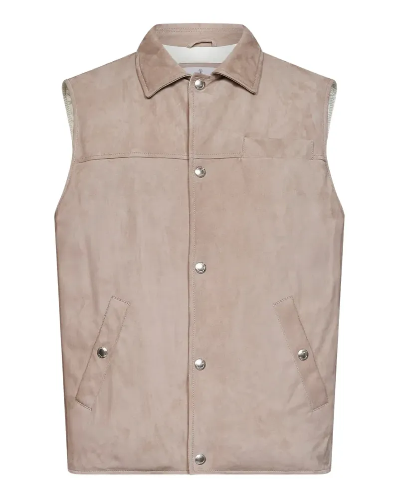 Brunello Cucinelli padded leather gilet - Nude Nude