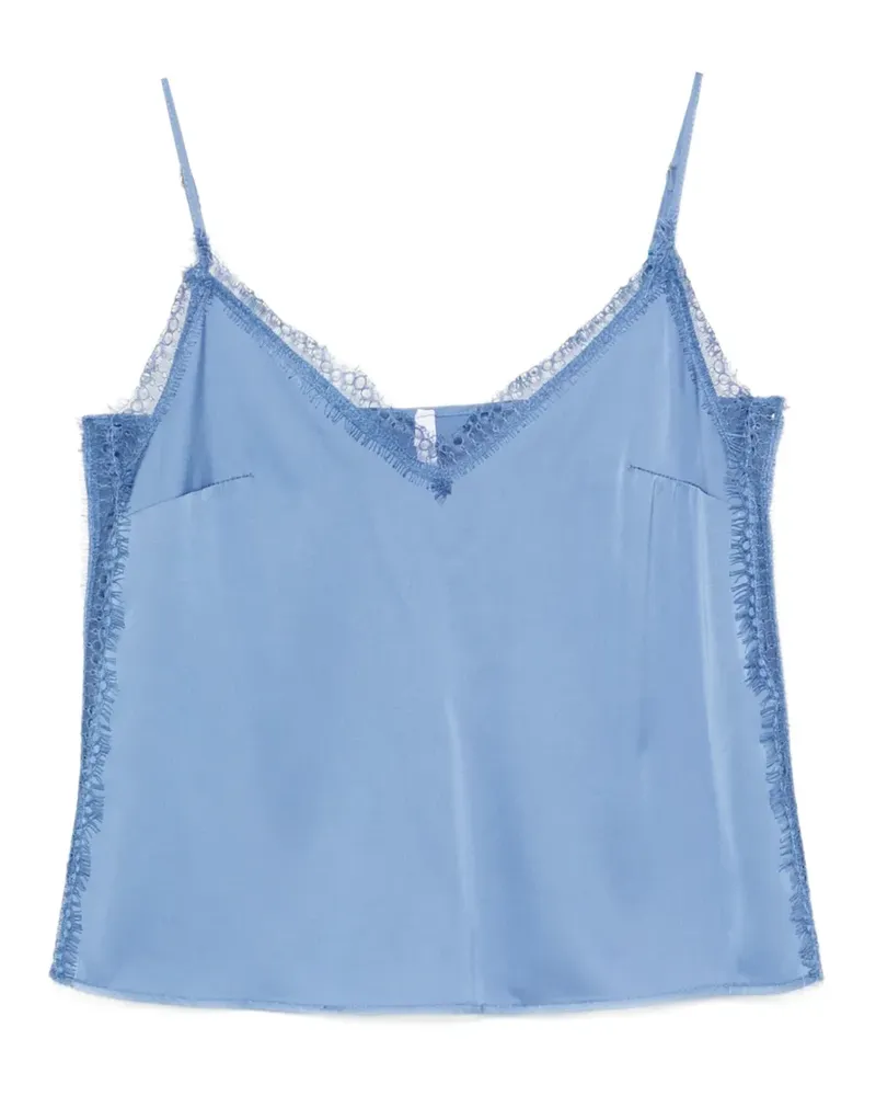 IMPERIAL lace-detail V-neck top - Blau Blau